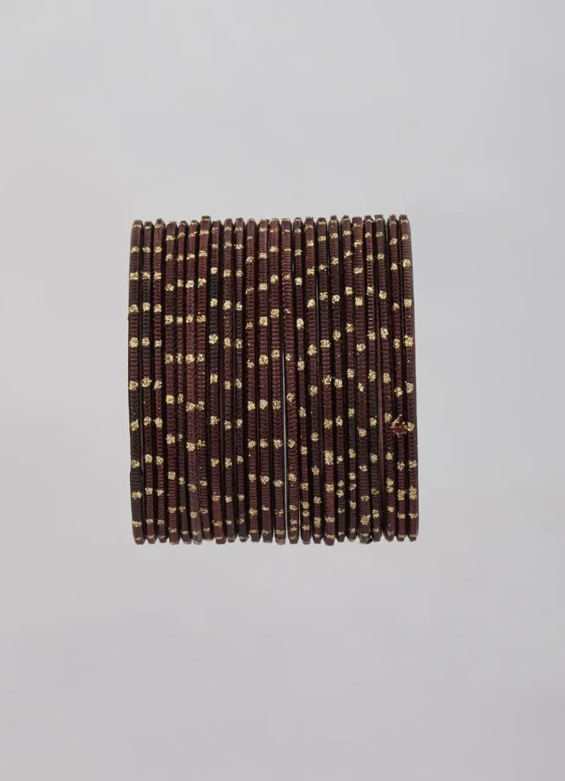 Brown Glitter Spot Bangle Set