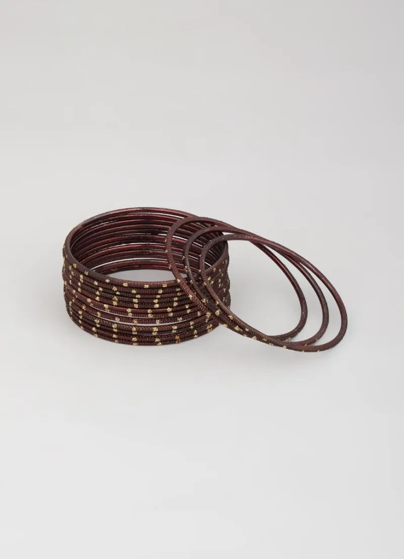 Brown Glitter Spot Bangle Set