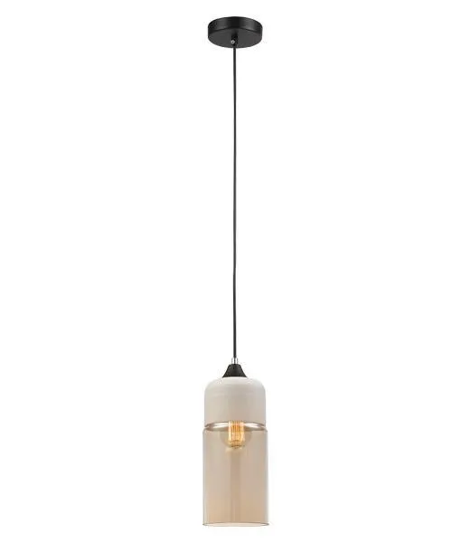 Casa Pendant Light White Top with Amber Glass - Oblong