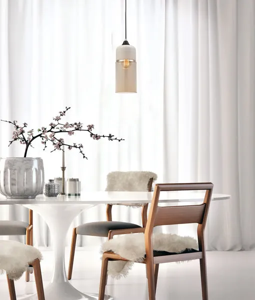 Casa Pendant Light White Top with Amber Glass - Oblong