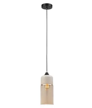 Casa Pendant Light White Top with Amber Glass - Oblong