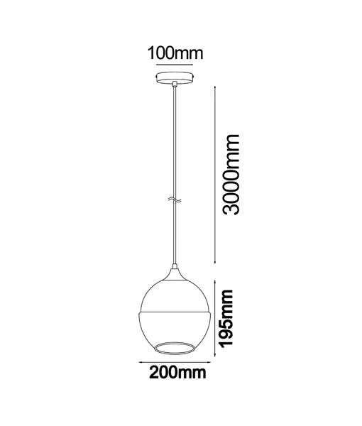 Casa Pendant Light White Top with Amber Glass - Round