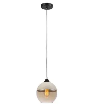 Casa Pendant Light White Top with Amber Glass - Round