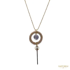Chain Necklace with Circle Detail and Central Bead C183 - Gafforelli Srl
