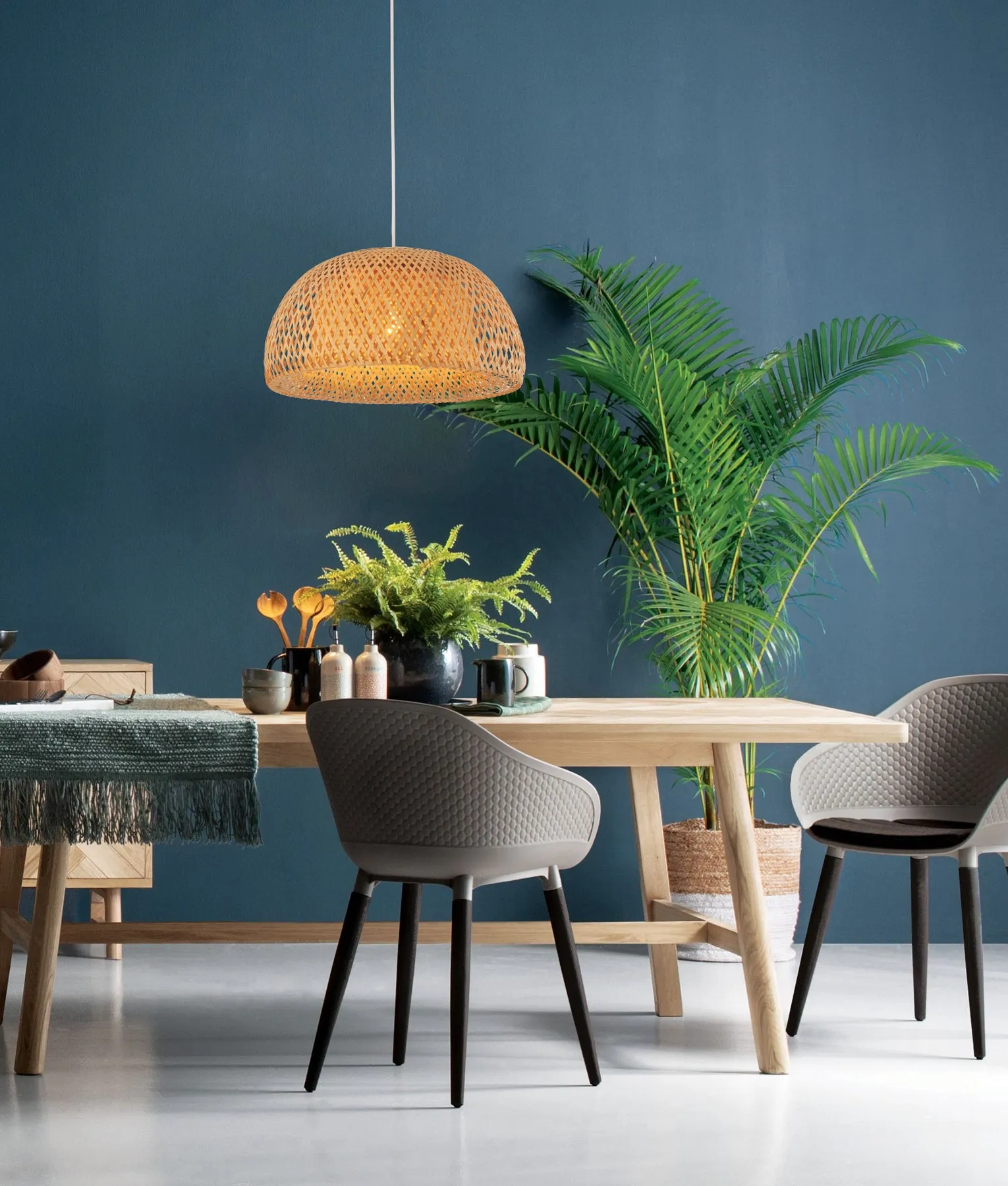 CLA CANASTA Natural Bamboo Finish Pendant Lights