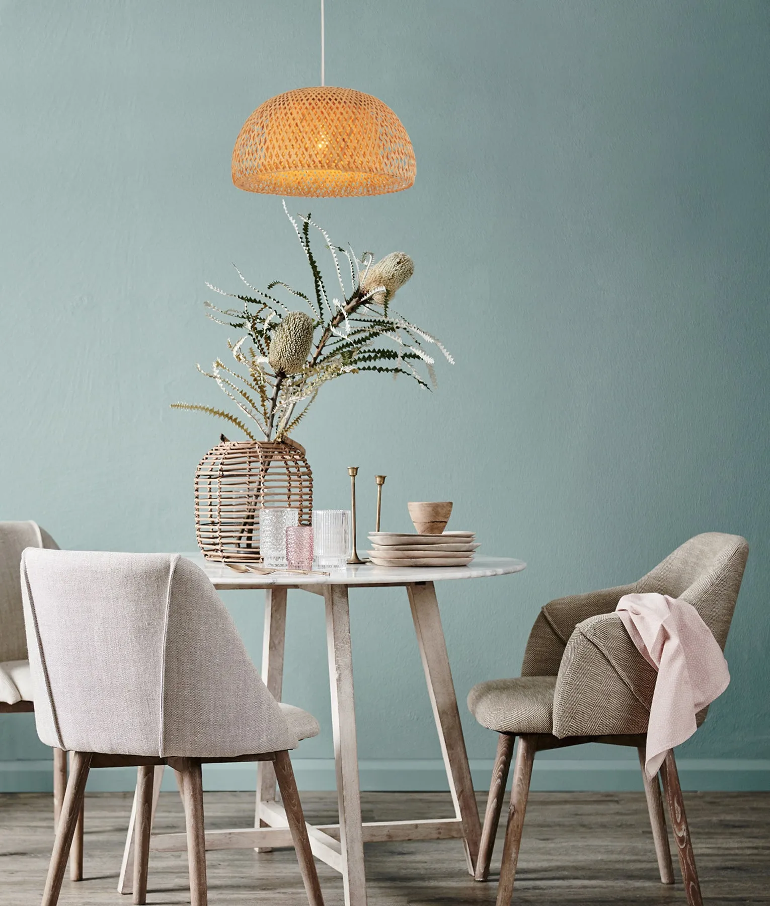 CLA CANASTA Natural Bamboo Finish Pendant Lights