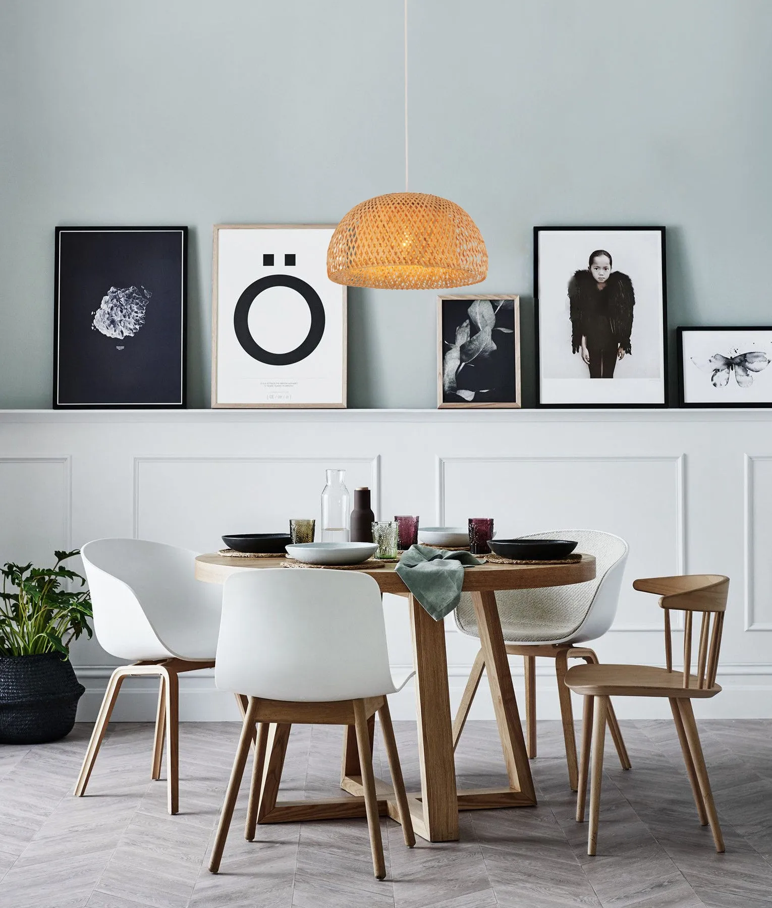 CLA CANASTA Natural Bamboo Finish Pendant Lights