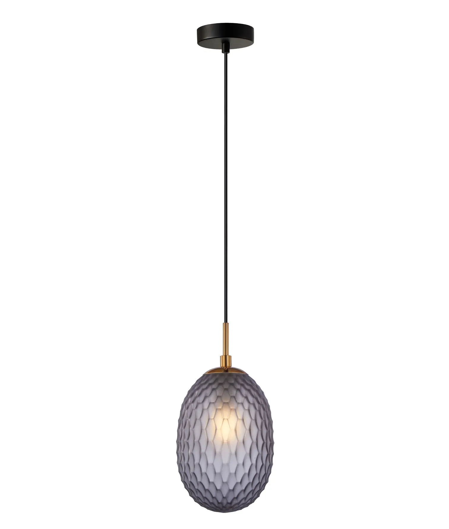 CLA KATHAL Interior Ellipse Glass Segmented with Brass Highlight Enclosed Pendant Lights