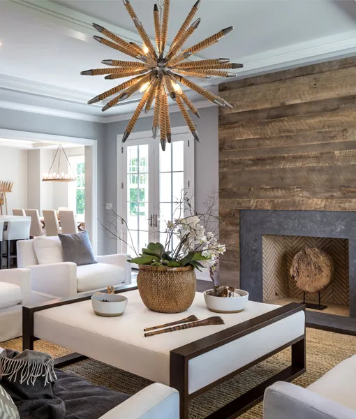CLA MAZZA Weathered Zinc Hardware and Natural Rope Pendant Light
