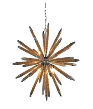 CLA MAZZA Weathered Zinc Hardware and Natural Rope Pendant Light