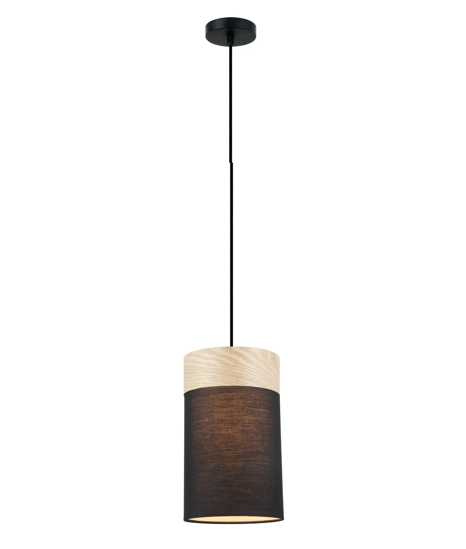 CLA TAMBURA Oblong Cloth Shade with Blonde Wood Trim Pendant Lights