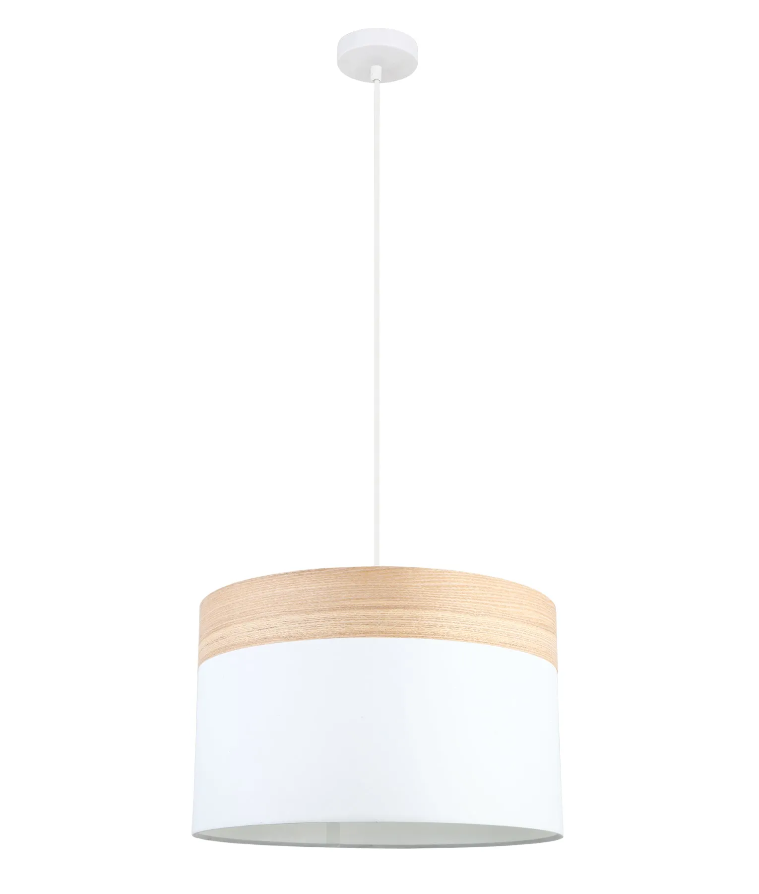 CLA TAMBURA Oblong Cloth Shade with Blonde Wood Trim Pendant Lights