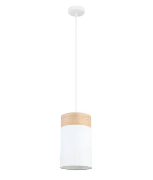 CLA TAMBURA Oblong Cloth Shade with Blonde Wood Trim Pendant Lights