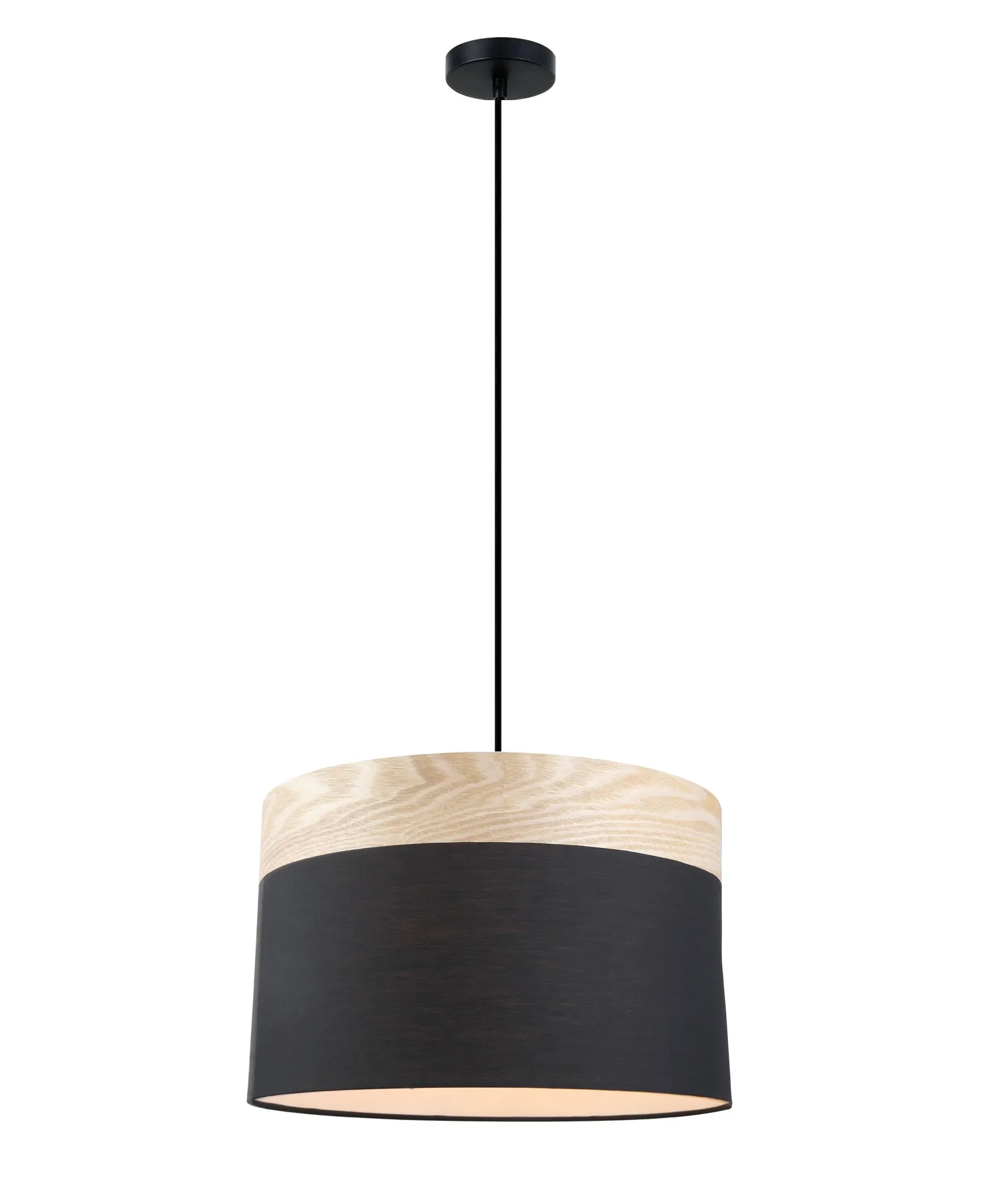 CLA TAMBURA Oblong Cloth Shade with Blonde Wood Trim Pendant Lights
