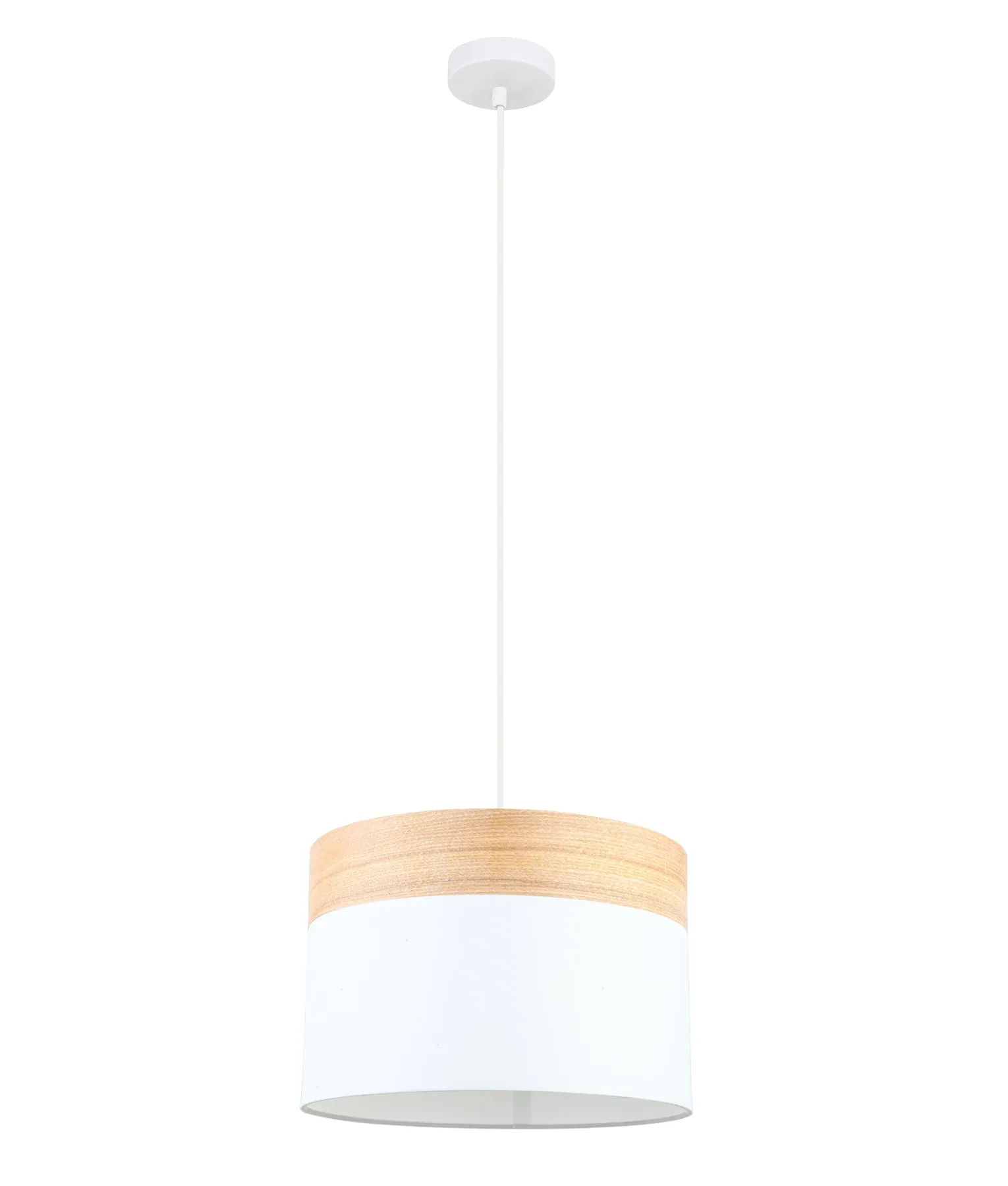 CLA TAMBURA Oblong Cloth Shade with Blonde Wood Trim Pendant Lights