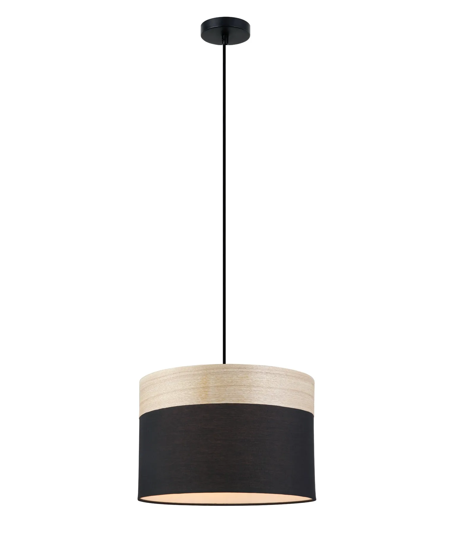 CLA TAMBURA Oblong Cloth Shade with Blonde Wood Trim Pendant Lights