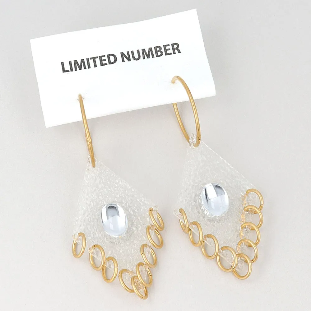 Clear Rhombus Drop Earrings