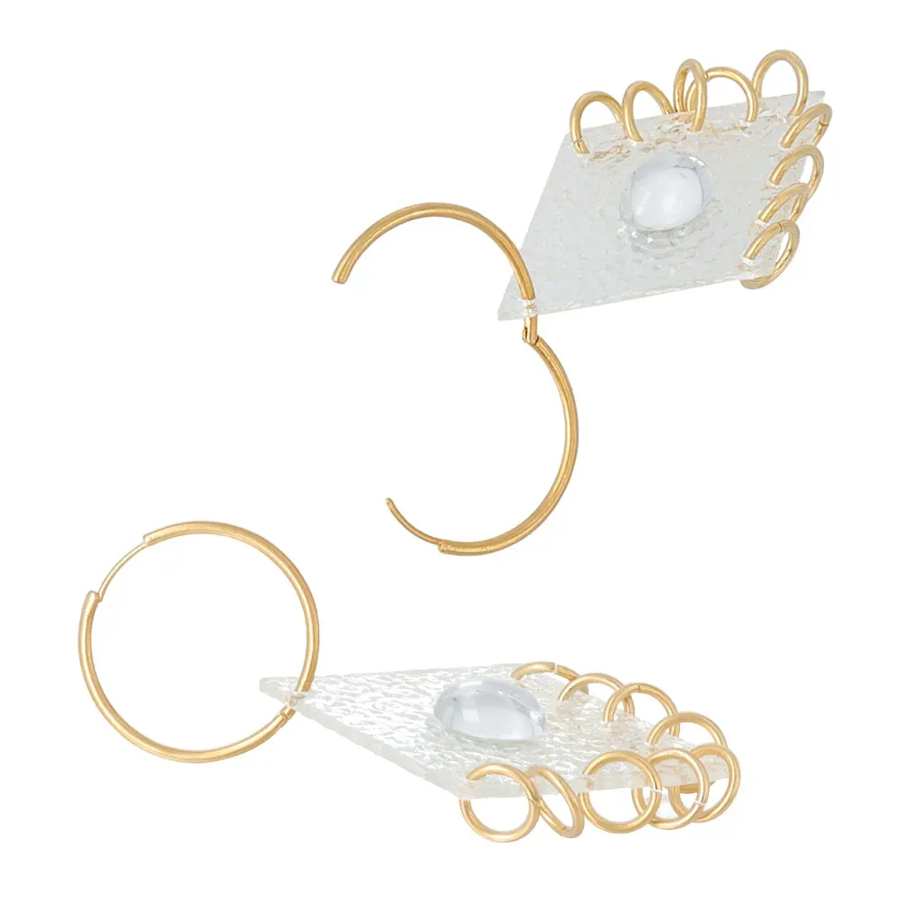 Clear Rhombus Drop Earrings