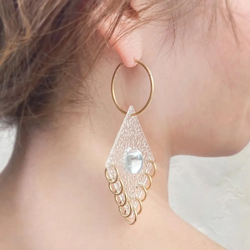 Clear Rhombus Drop Earrings