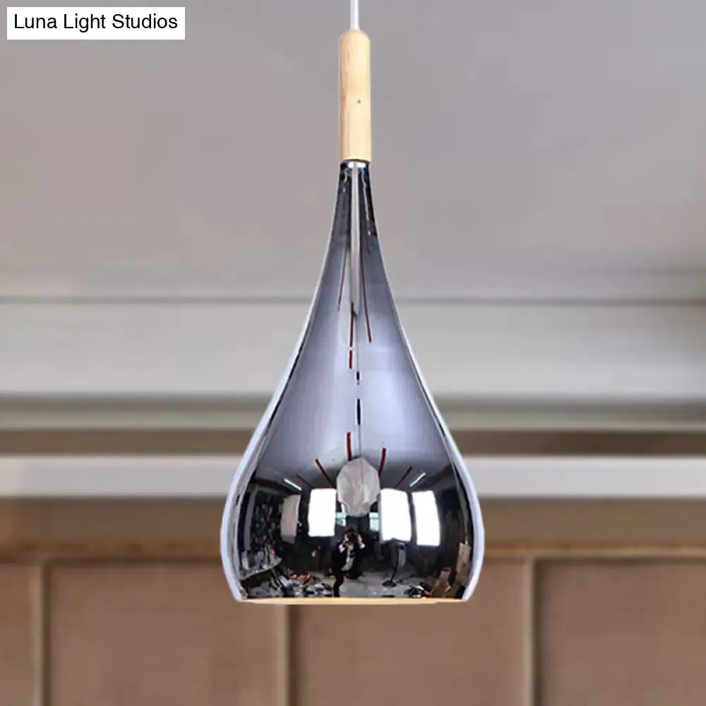 Contemporary Chrome/Rose Gold Teardrop Pendant Ceiling Light with Hanging Fixture - Ideal for Kitchen