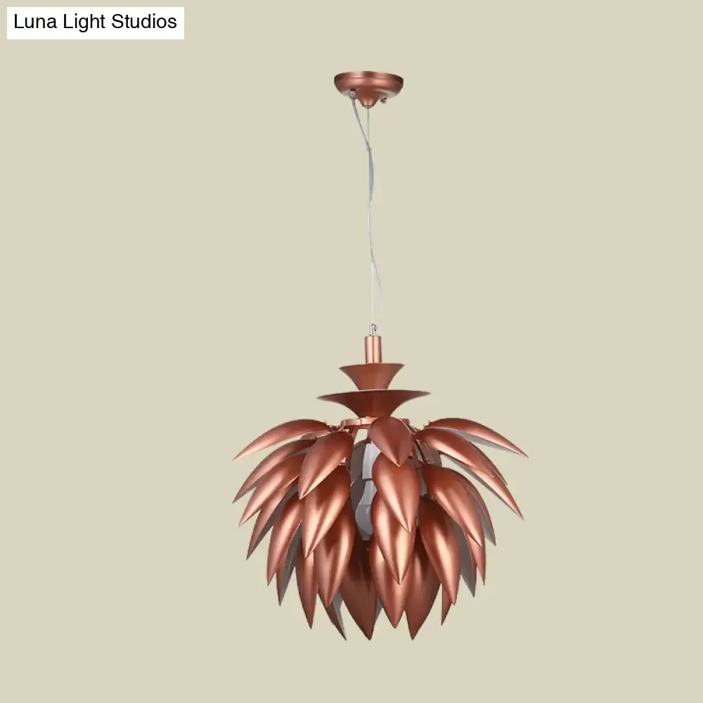 Contemporary Copper Pinecone Pendant Lamp - 1-Bulb Metallic Ceiling Suspension Lighting for Restaurants
