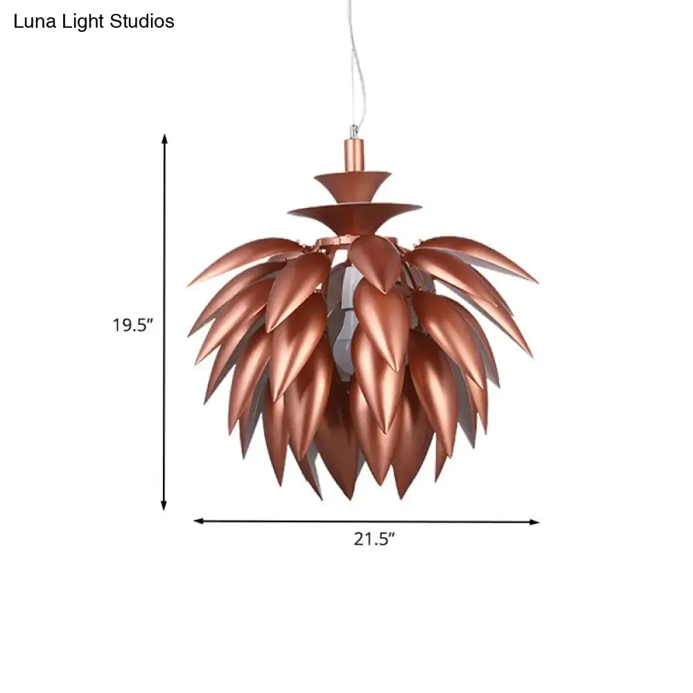 Contemporary Copper Pinecone Pendant Lamp - 1-Bulb Metallic Ceiling Suspension Lighting for Restaurants