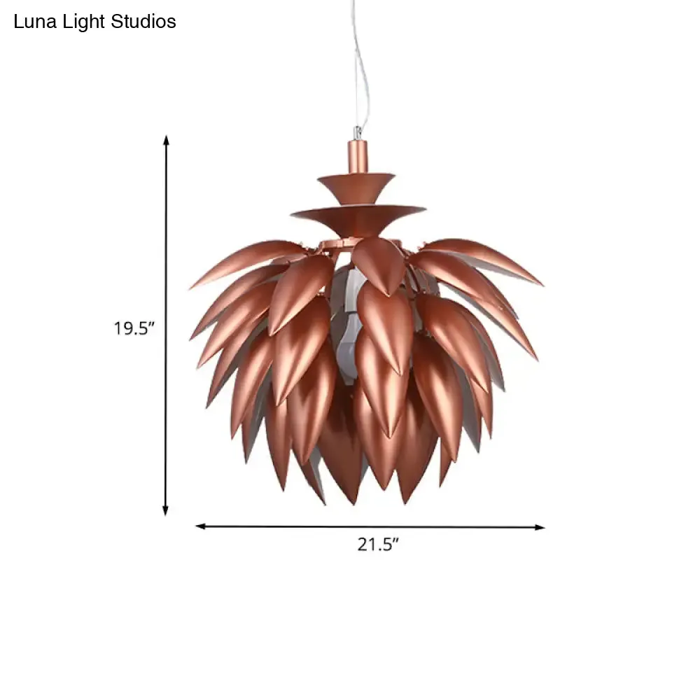 Contemporary Copper Pinecone Pendant Lamp - 1-Bulb Metallic Ceiling Suspension Lighting for Restaurants