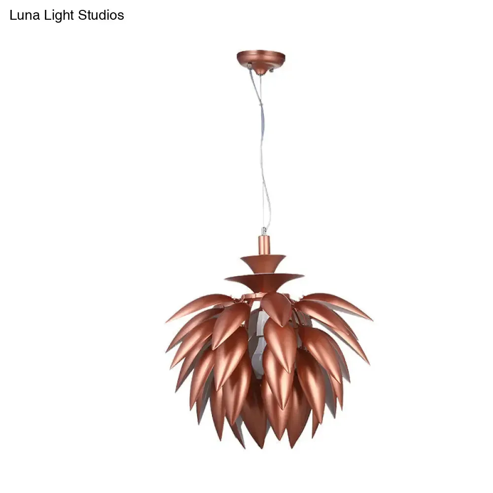 Contemporary Copper Pinecone Pendant Lamp - 1-Bulb Metallic Ceiling Suspension Lighting for Restaurants