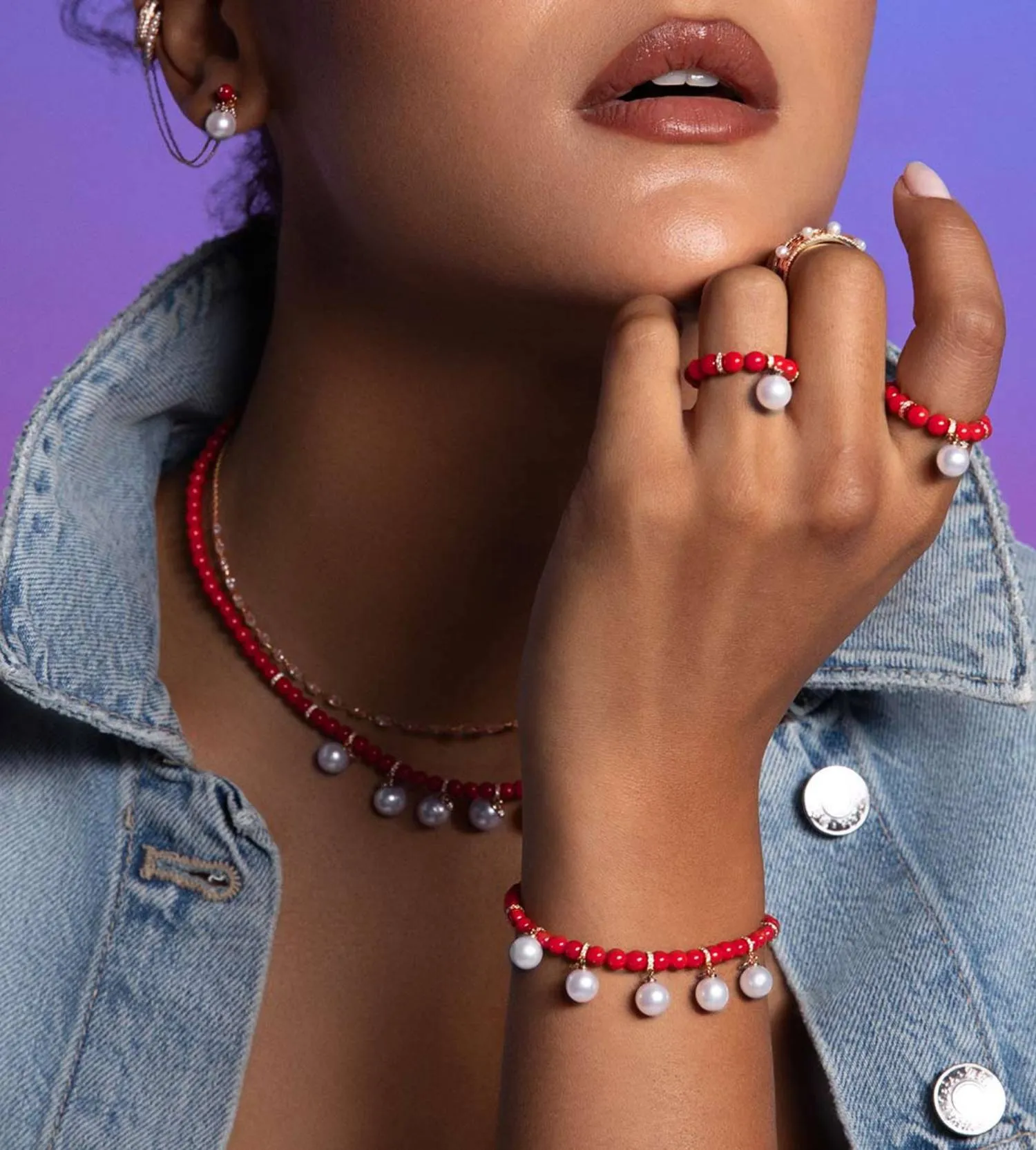 Coral perlée bracelet