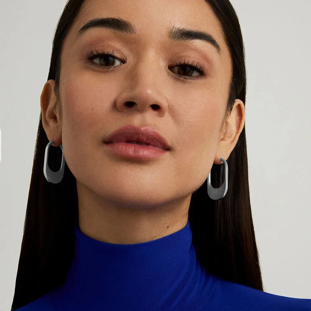 Crosby Hinged Hoop Earrings - Silver