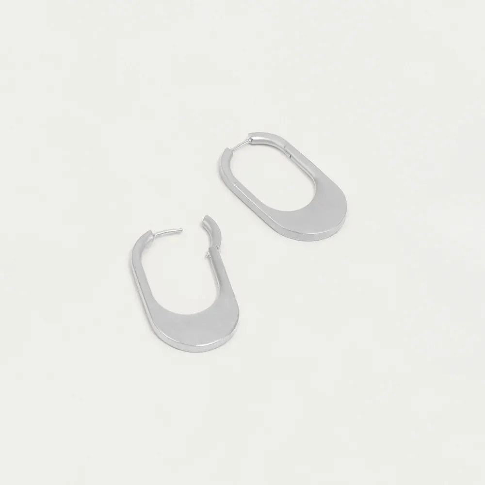Crosby Hinged Hoop Earrings - Silver