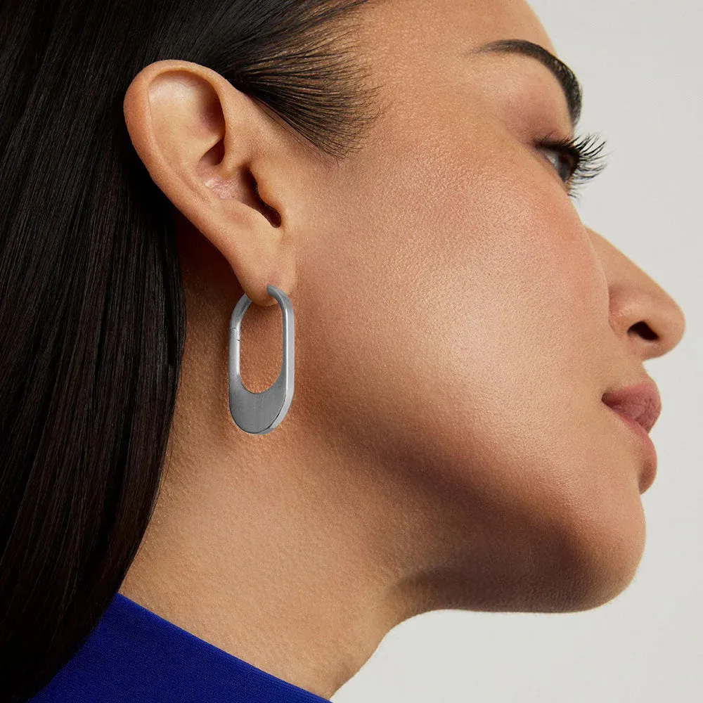 Crosby Hinged Hoop Earrings - Silver
