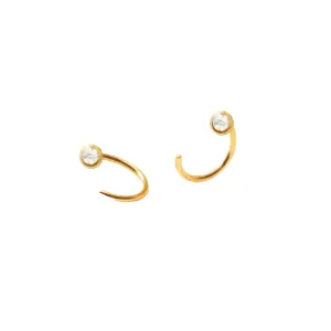 Crystal Bezel Huggie Earrings