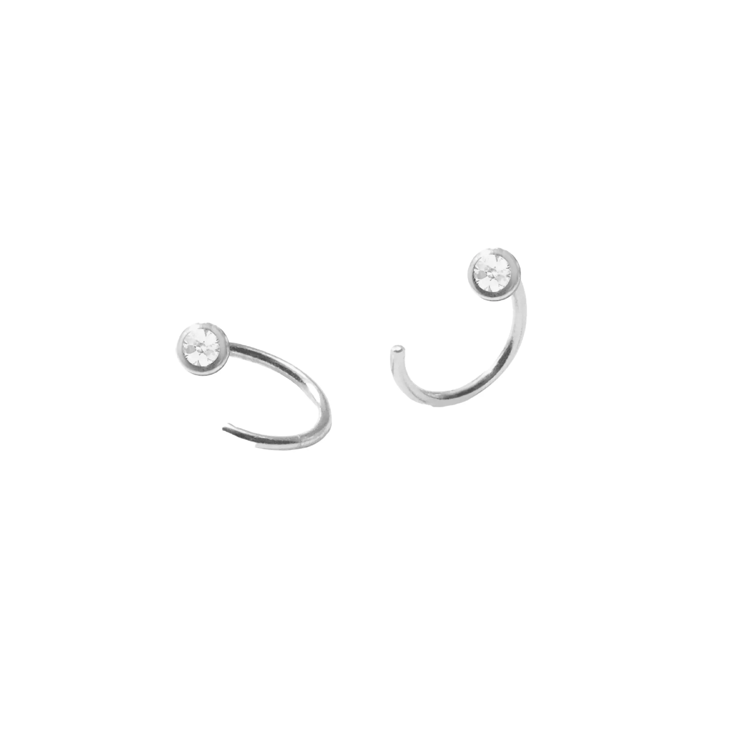 Crystal Bezel Huggie Earrings