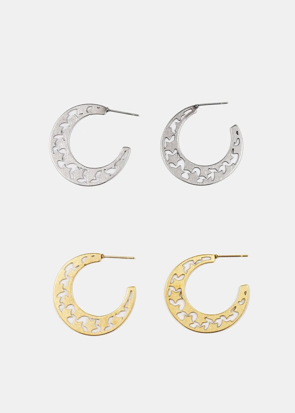 Cut-Out Design Open Hoop Earrings