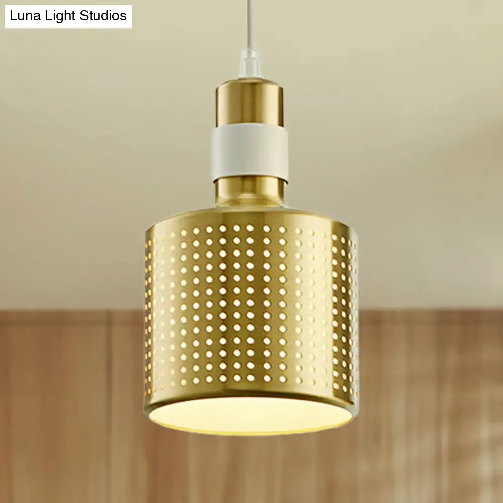 Cylindrical Industrial Metal Pendant Light - Stylish Ceiling Fixture for Living Room with 1 Light, Black/White Finish