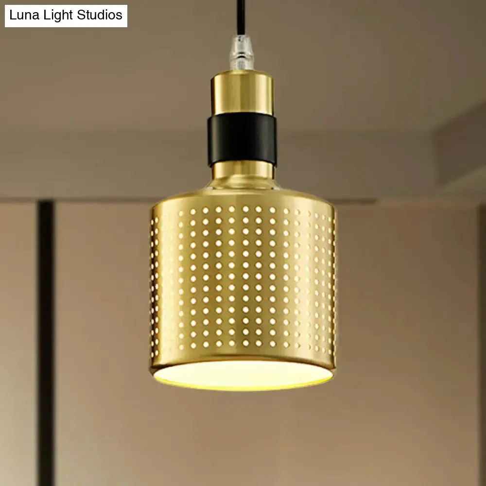 Cylindrical Industrial Metal Pendant Light - Stylish Ceiling Fixture for Living Room with 1 Light, Black/White Finish
