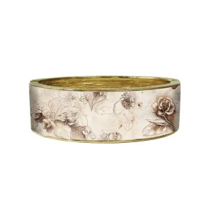 da Vinci Flowers Fine Art Hinged Cuff Gold Bangle Bracelet