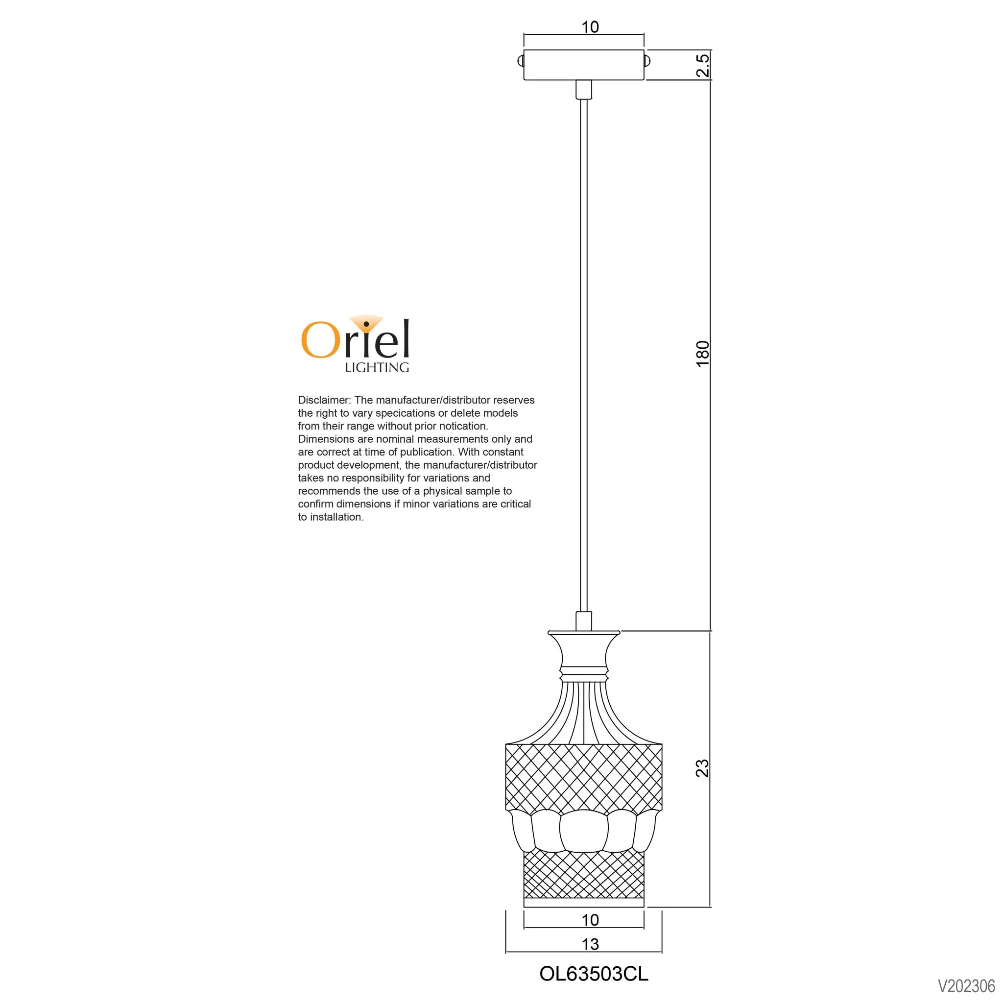 Decant 3 Single Pendant Clear Glass