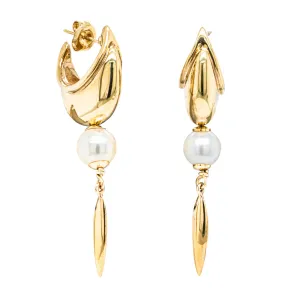 Deja Vu 9ct Yellow Gold Pearl Drop Earrings