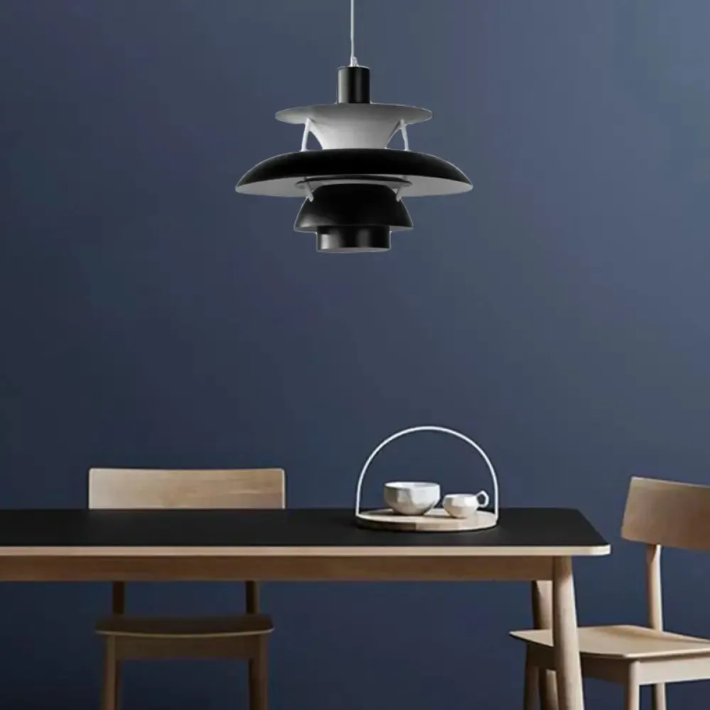 Designer Tiered Pendant Light with Metal Shade - Stylish Ceiling Hanging Light