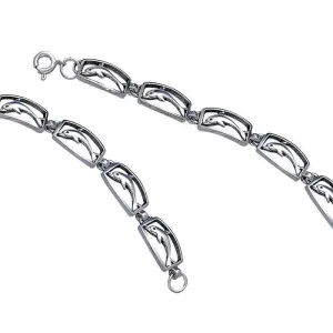 Dolphin Sterling Silver Link Bracelet