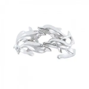 Dolphins Sterling Silver cuff Bracelet TBA192