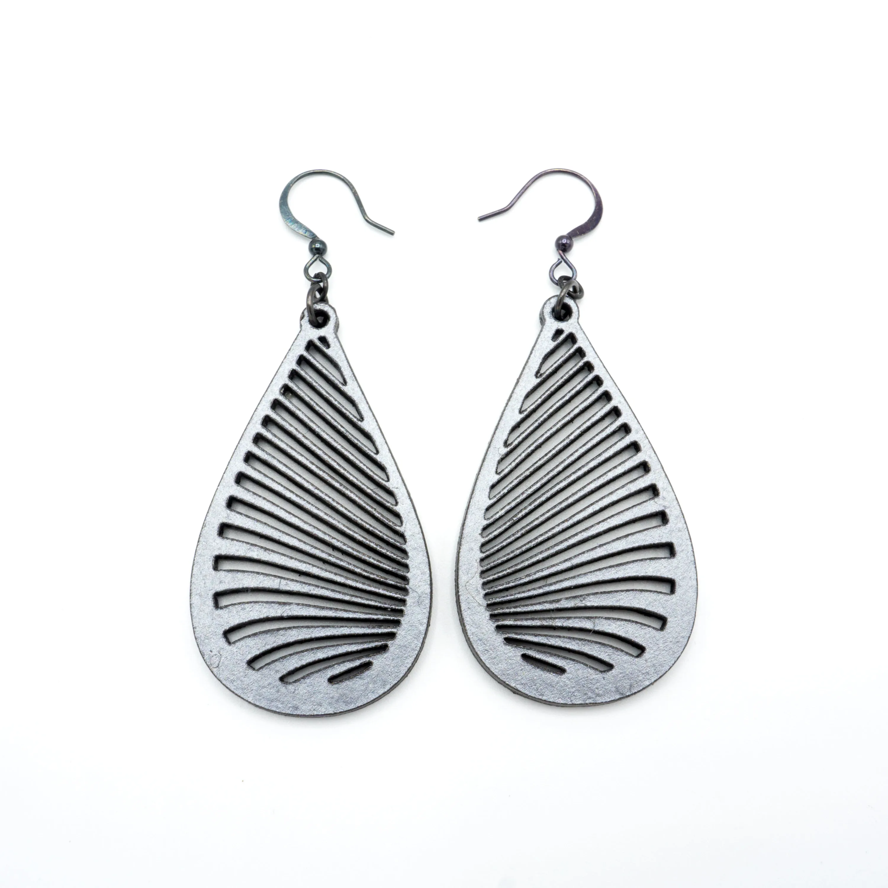 Drop 08 [S] // Leather Earrings - Silver