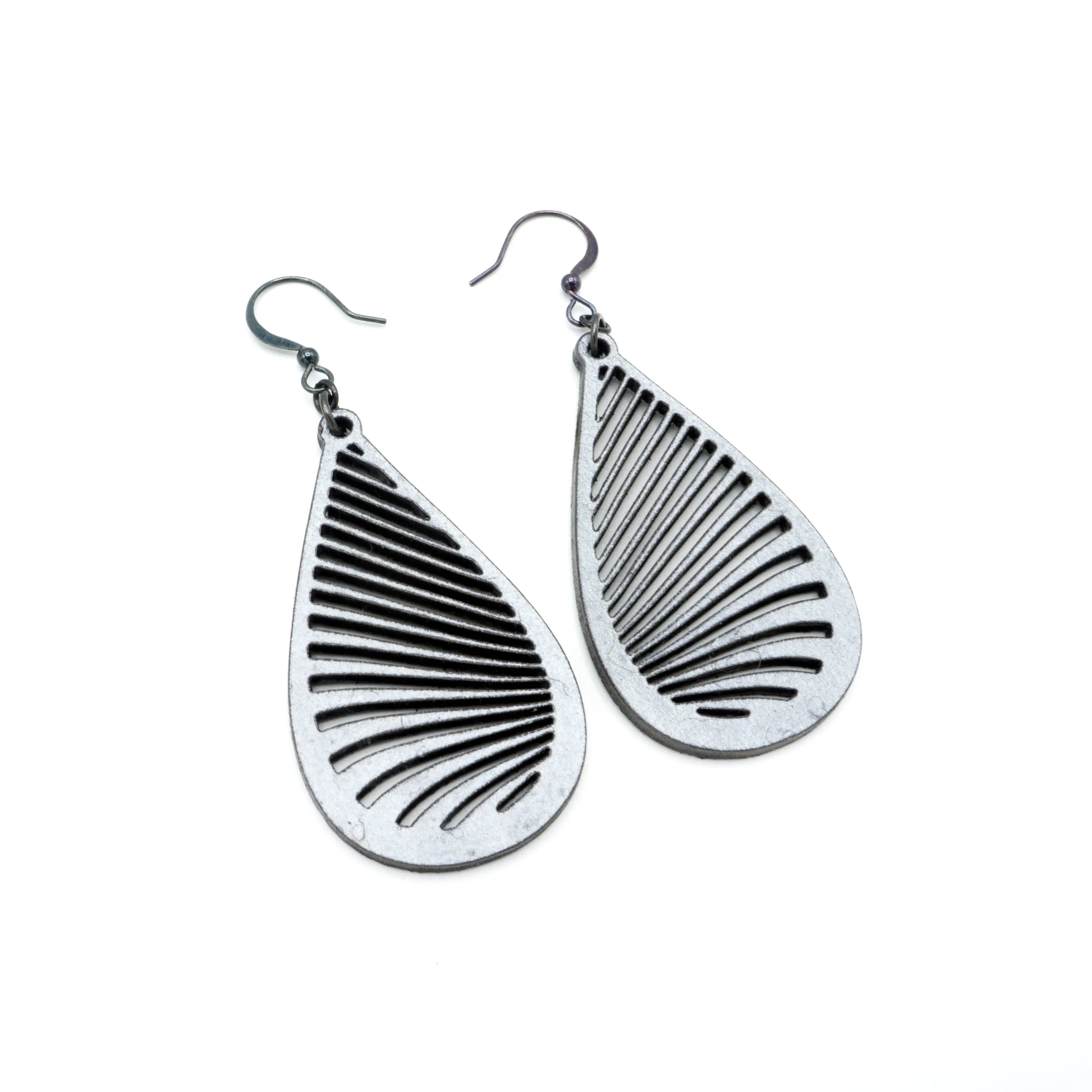 Drop 08 [S] // Leather Earrings - Silver