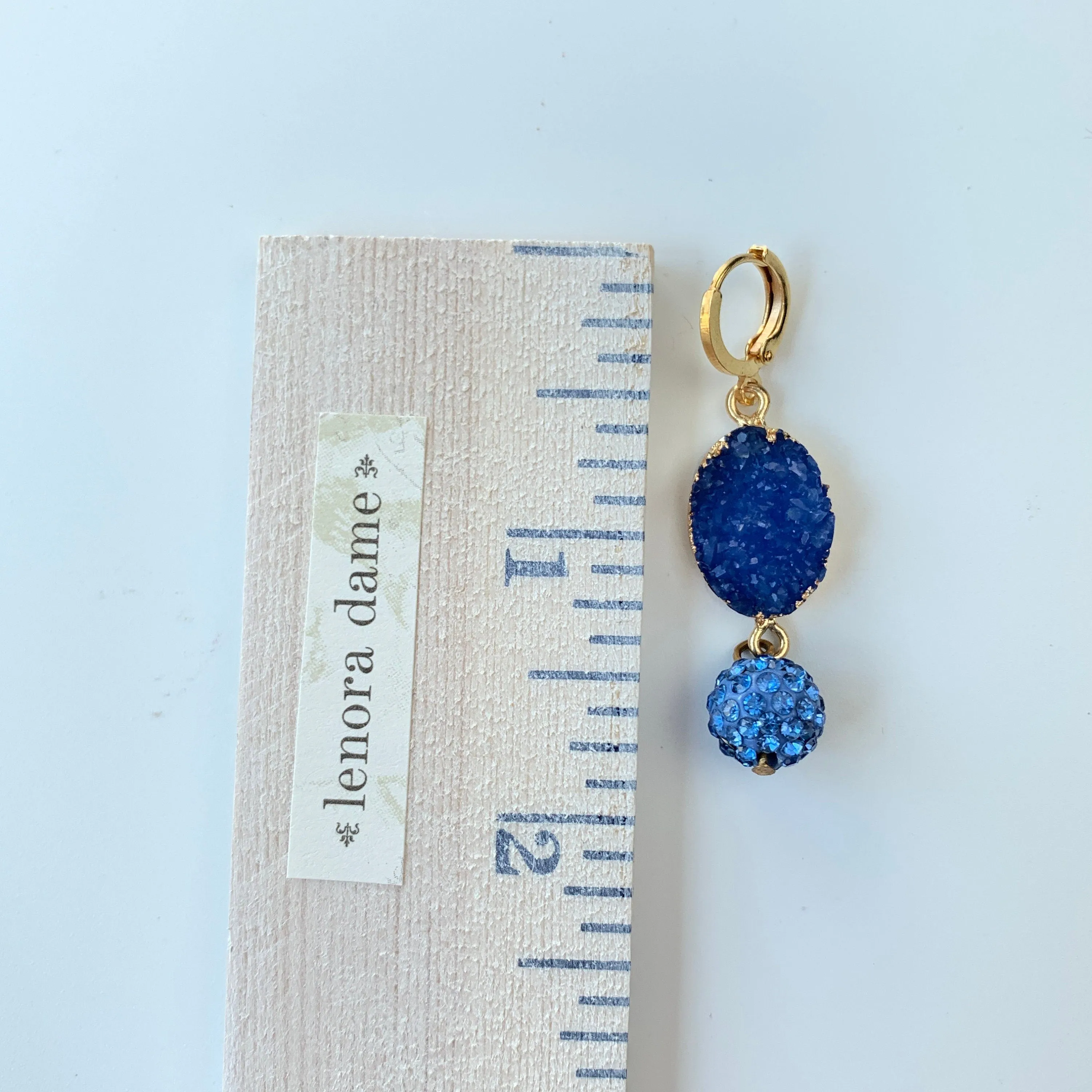 Druzy Crystal Earrings in Lake Blue