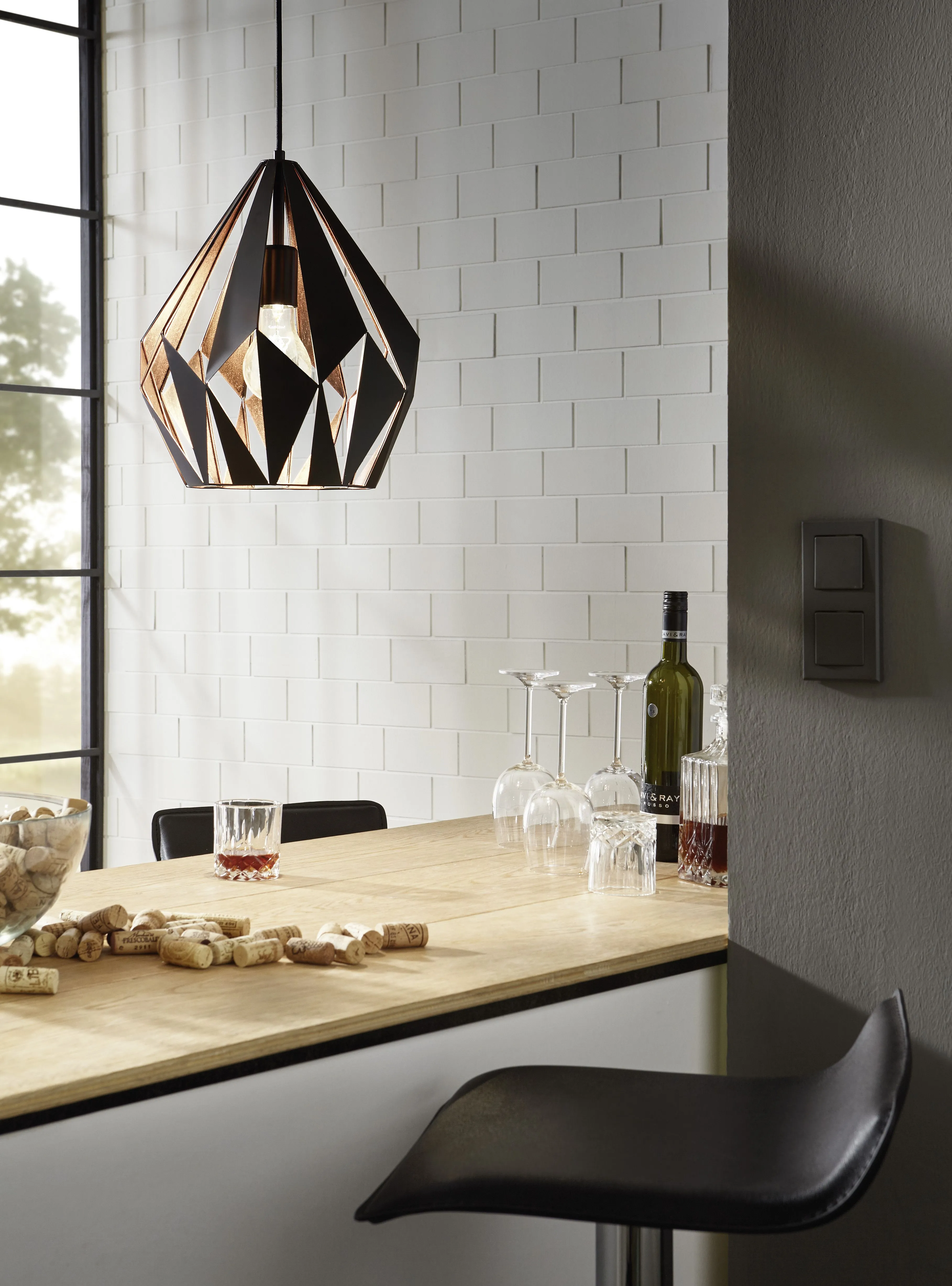 Eglo CARLTON 1 Pendant Light Black Copper Med