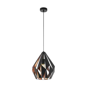 Eglo CARLTON 1 Pendant Light Black Copper Med
