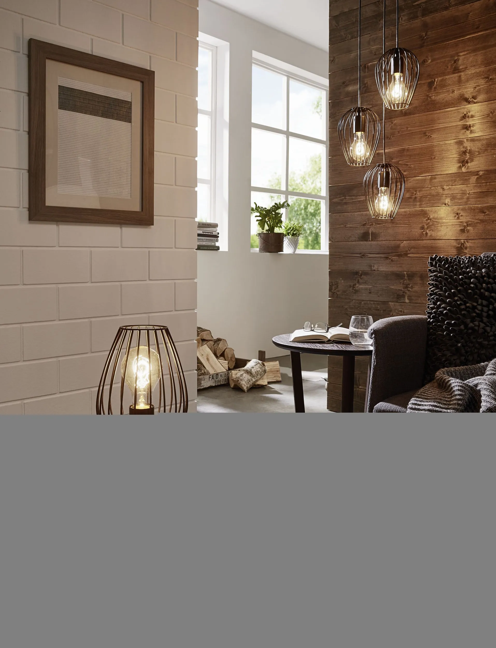 Eglo Lighting NEWTOWN pendant light wire shade with a striking black finish