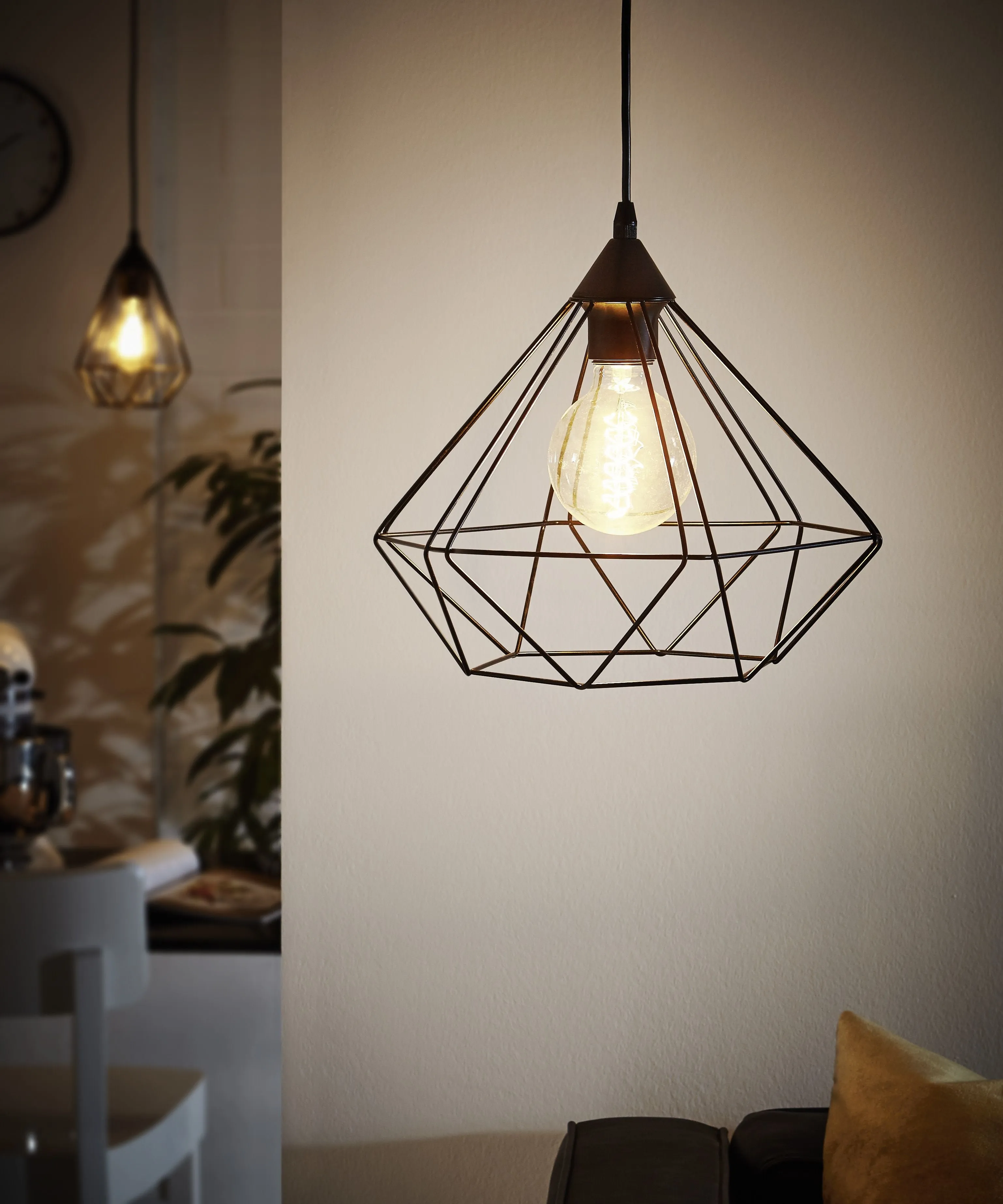 Eglo Lighting TARBES pendant light LED filament globes Black